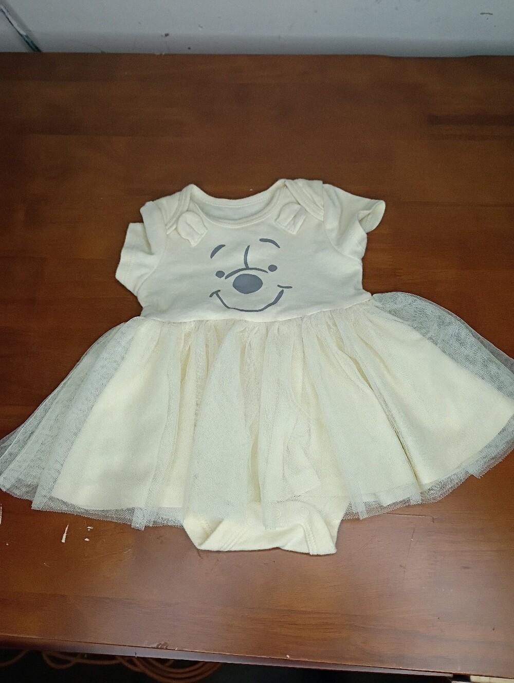Cream Baby Tutu Onesie with Smiling Face